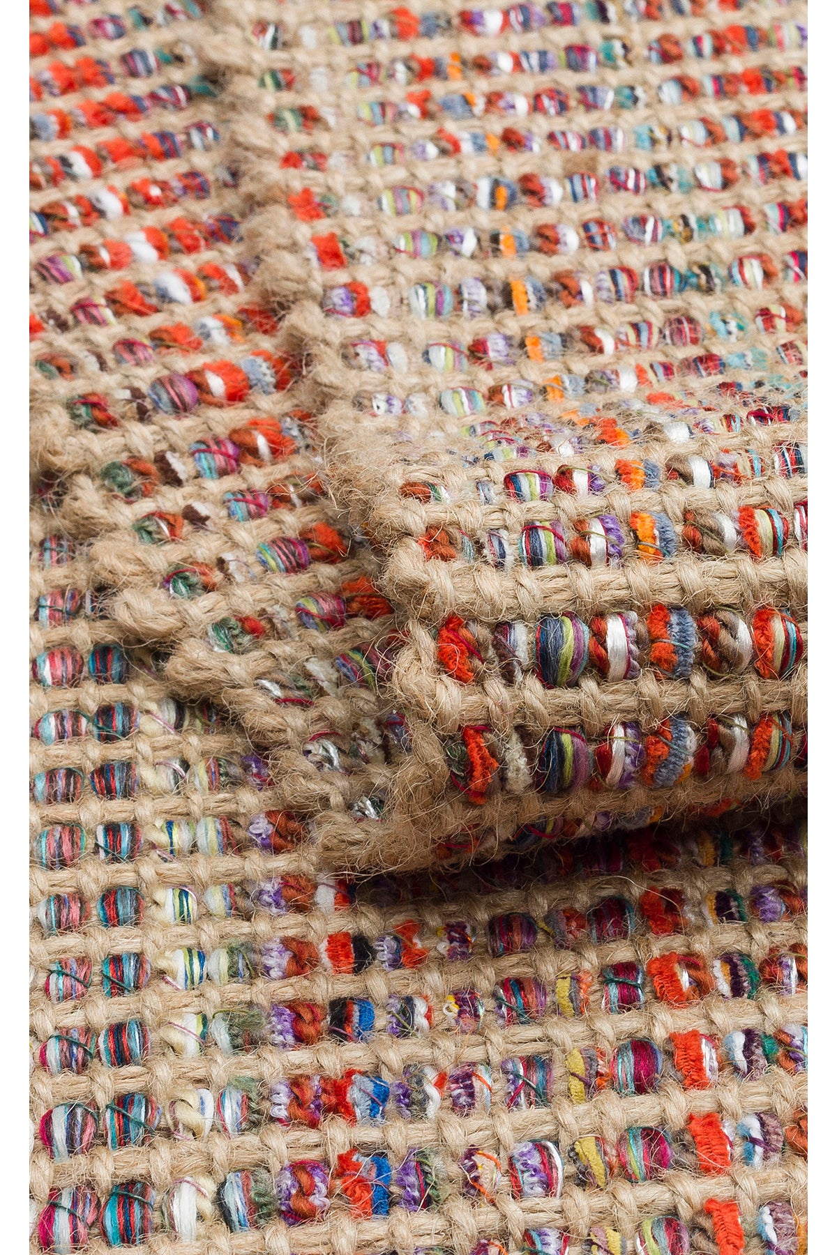 Doha Jüt & Polyester Çok Renkli Kilim | Çift Taraflı Modern Flatweave Halı, Saçaklı Doğal Tasarım
