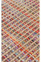 Doha Jüt & Polyester Çok Renkli Kilim | Çift Taraflı Modern Flatweave Halı, Saçaklı Doğal Tasarım