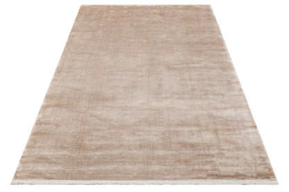 Plain Beige Color Bamboo Uşak Carpet Produced by Hand on Special Looms Special Living Room Carpet