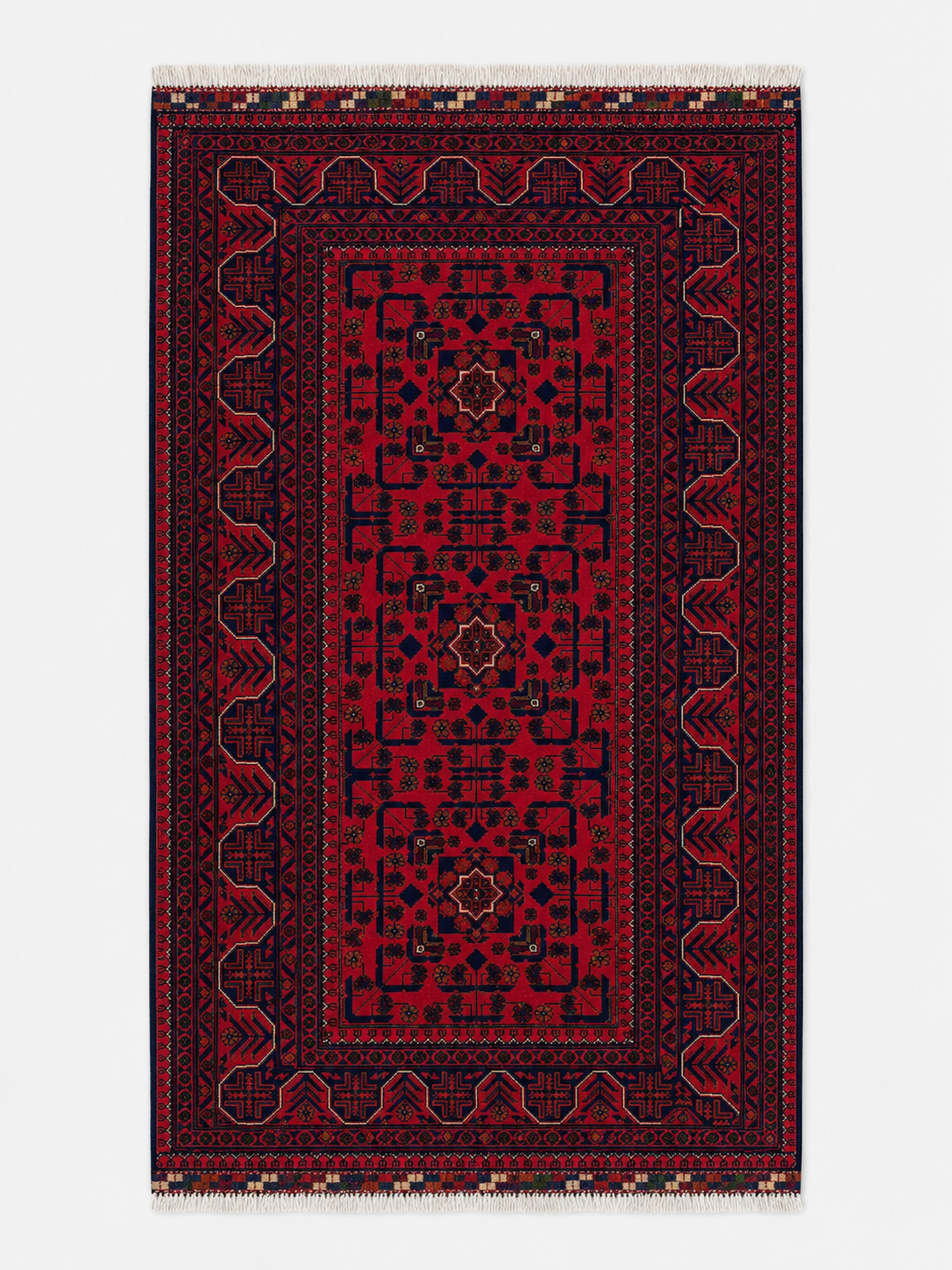 Hamyap Kırmızı El Dokuma Geleneksel Anadolu Desenli Premium Vintage Yün Koridor Antre Halısı - Bordo