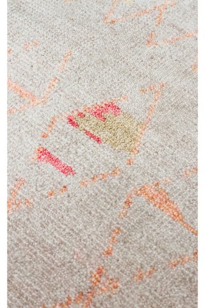 Efsun El Emeği Bej Rengi Lyocell Özel Tezgah Etnik Uşak Desen Saçaklı Salon Halısı