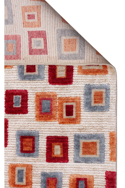 Efsun El Emeği Çok Renkli Etnik Desen Lyocell Özel Tezgah Saçaklı Salon Halısı