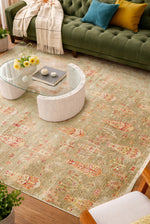 Efsun Handmade Tree of Life Patterned Light Green Lyocell Special Loom Uşak Design Fringed Living Room Rug