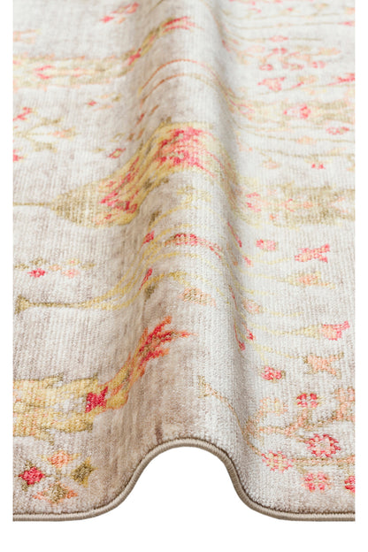 Efsun El Emeği Hayat Ağacı Desenli Bej 2 Rengi Lyocell Özel Tezgah Uşak Desen Saçaklı Salon Halısı