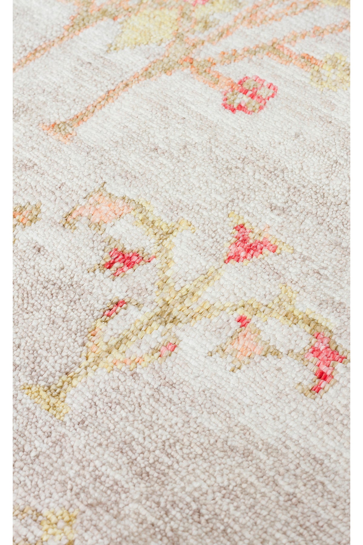 Efsun El Emeği Hayat Ağacı Desenli Bej 2 Rengi Lyocell Özel Tezgah Uşak Desen Saçaklı Salon Halısı