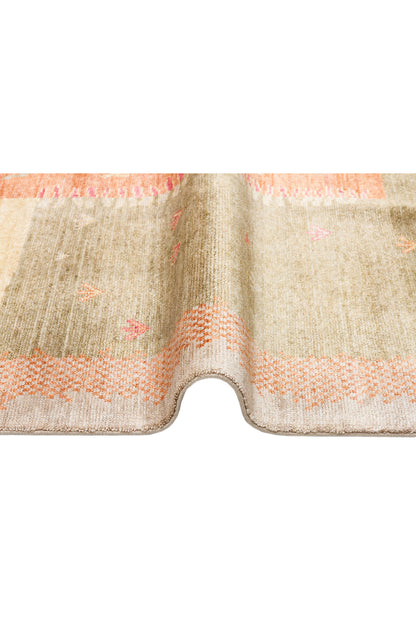 Efsun El Emeği Hayat Ağacı Desenli Bej Rengi Lyocell Özel Tezgah Uşak Desen Saçaklı Salon Halısı