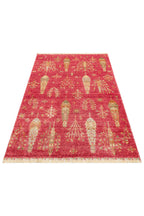 Efsun Handmade Tree of Life Patterned Red Lyocell Special Loom Uşak Design Fringed Living Room Rug