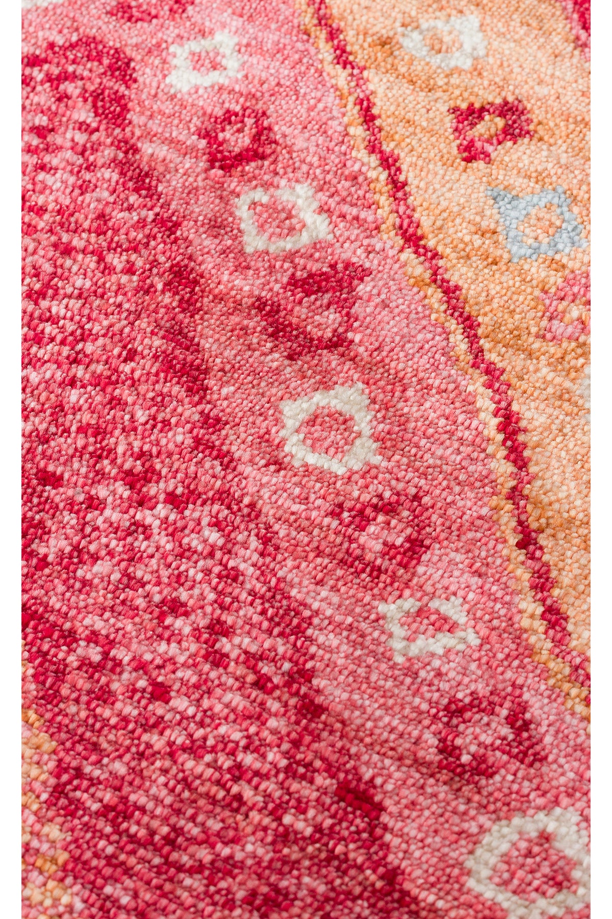 Efsun El Emeği Kırmızı Etnik Geometrik Desenli Lyocell Özel Tezgah Saçaklı Salon Halısı