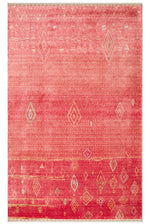 Efsun Handmade Red Lyocell Special Loom Ethnic Uşak Pattern Fringed Living Room Rug