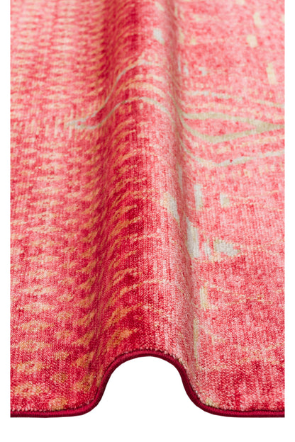 Efsun El Emeği Kırmızı Renk Lyocell Özel Tezgah Etnik Uşak Desen Saçaklı Salon Halısı