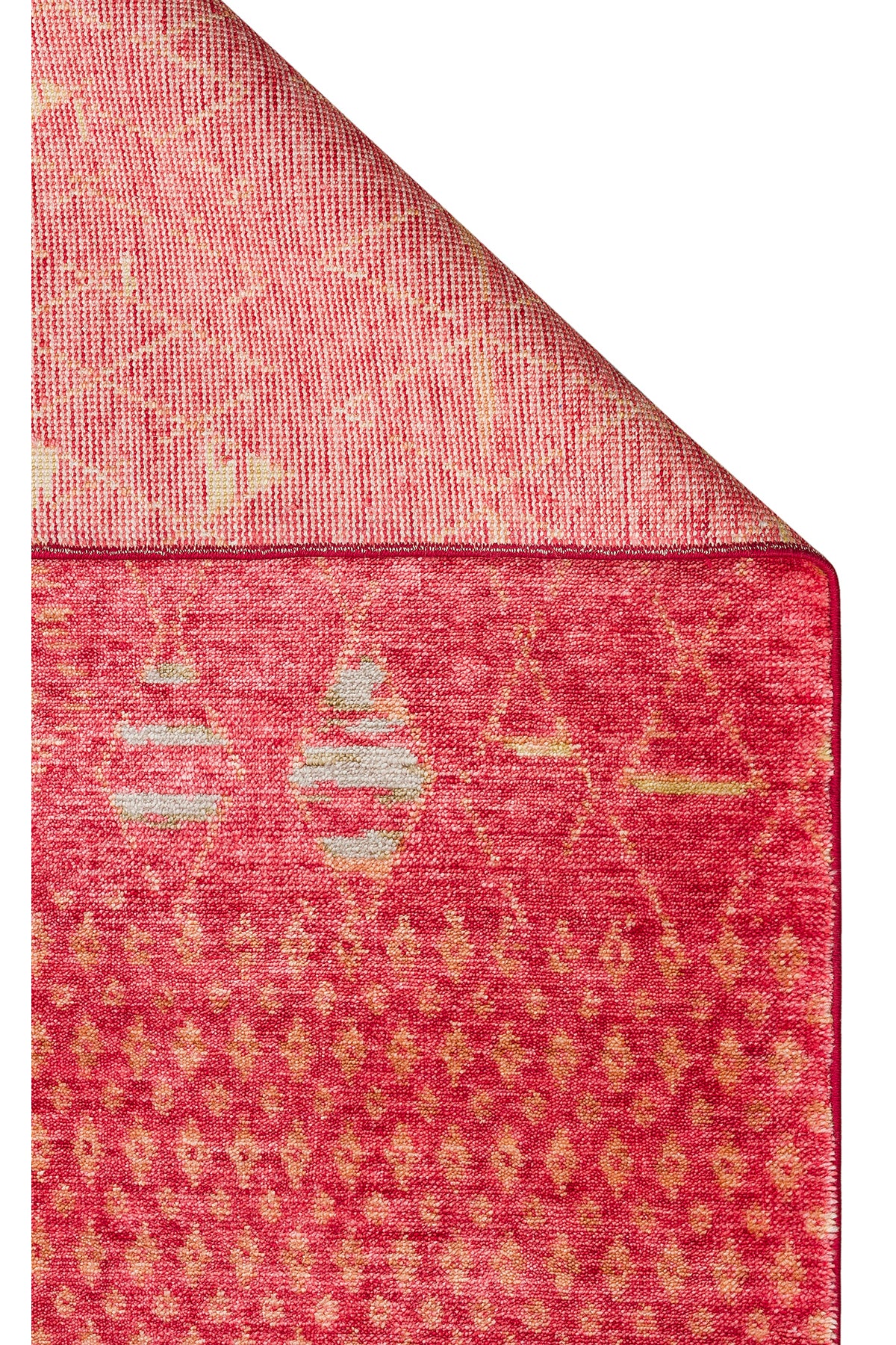 Efsun El Emeği Kırmızı Renk Lyocell Özel Tezgah Etnik Uşak Desen Saçaklı Salon Halısı