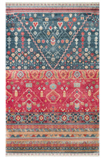 Efsun Handmade Navy Blue Lyocell Special Loom Modern Uşak Patterned Fringed Living Room Rug