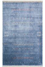 Efsun Handmade Blue Lyocell Special Loom Modern Uşak Patterned Fringed Living Room Rug