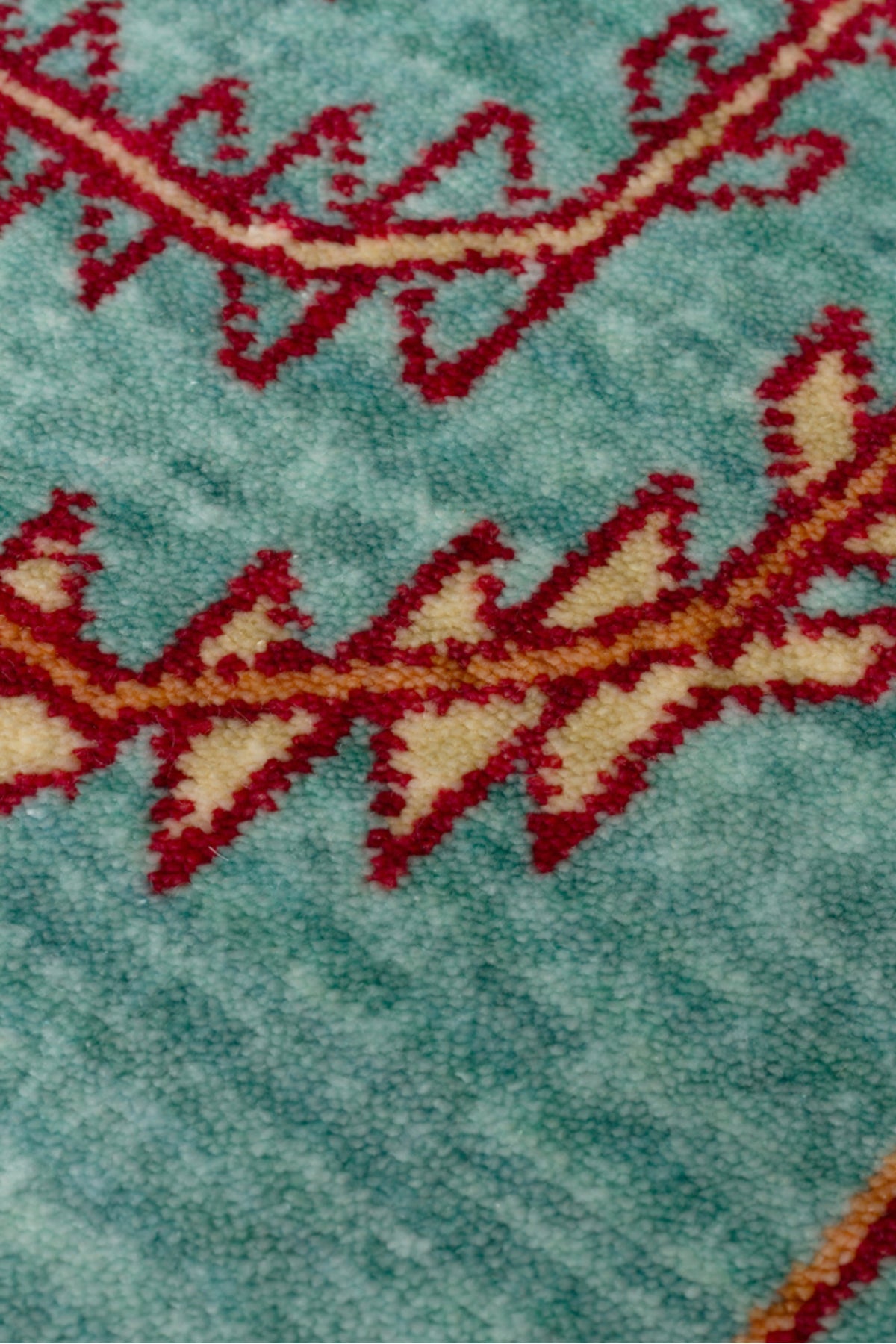 Efsun El Emeği Turkuaz Rengi Lyocell Özel Tezgah Etnik Uşak Desen Saçaklı Salon Halısı