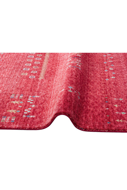 Efsun Collection Handmade Red Ethnic Patterned Lyocell Special Loom Uşak Patterned Living Room Rug
