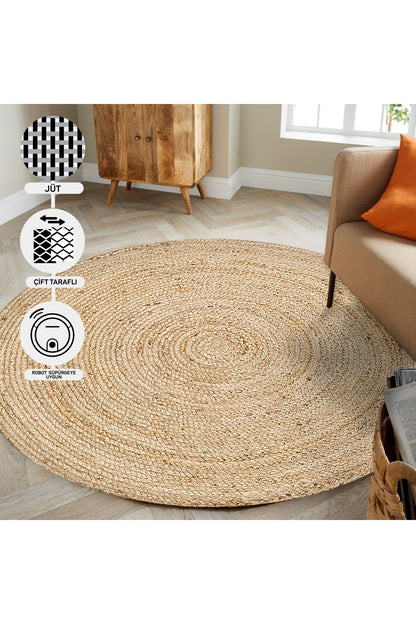 Durable Knitted Real Natural Natural Handmade Jute Wicker Carpet Made from Hand-Woven Jute Fibers