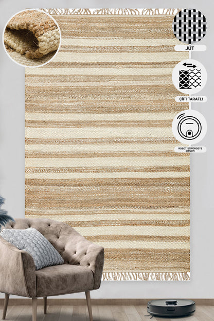 Durable Knitted Real Natural Natural Handmade Jute Wicker Carpet Made from Hand-Woven Jute Fibers