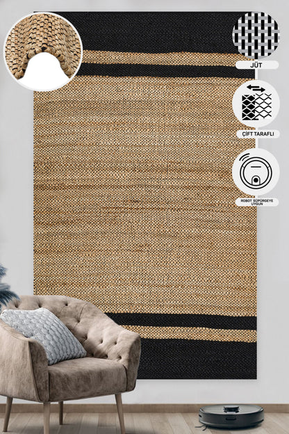 Durable Knitted Real Natural Natural Handmade Jute Wicker Carpet Made from Hand-Woven Jute Fibers