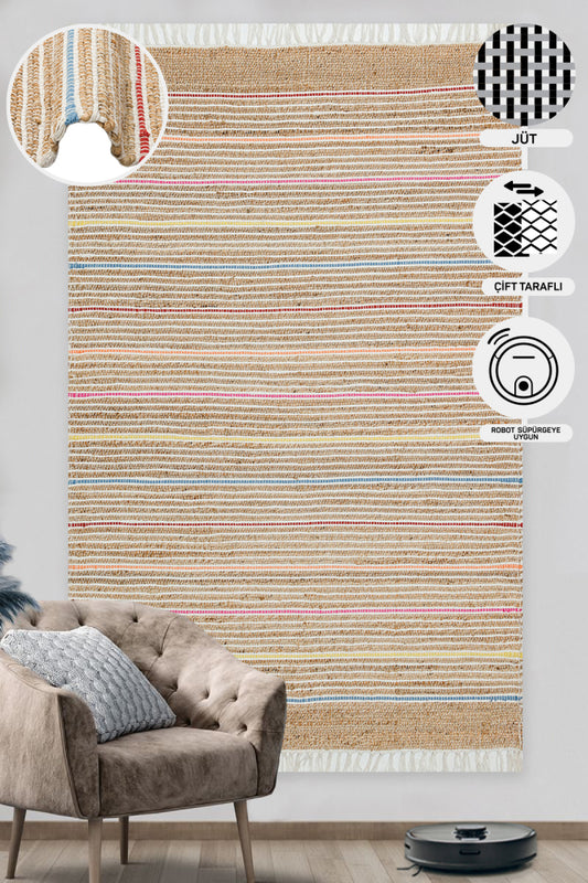 Durable Knitted Real Natural Natural Handmade Jute Wicker Carpet Made from Hand-Woven Jute Fibers