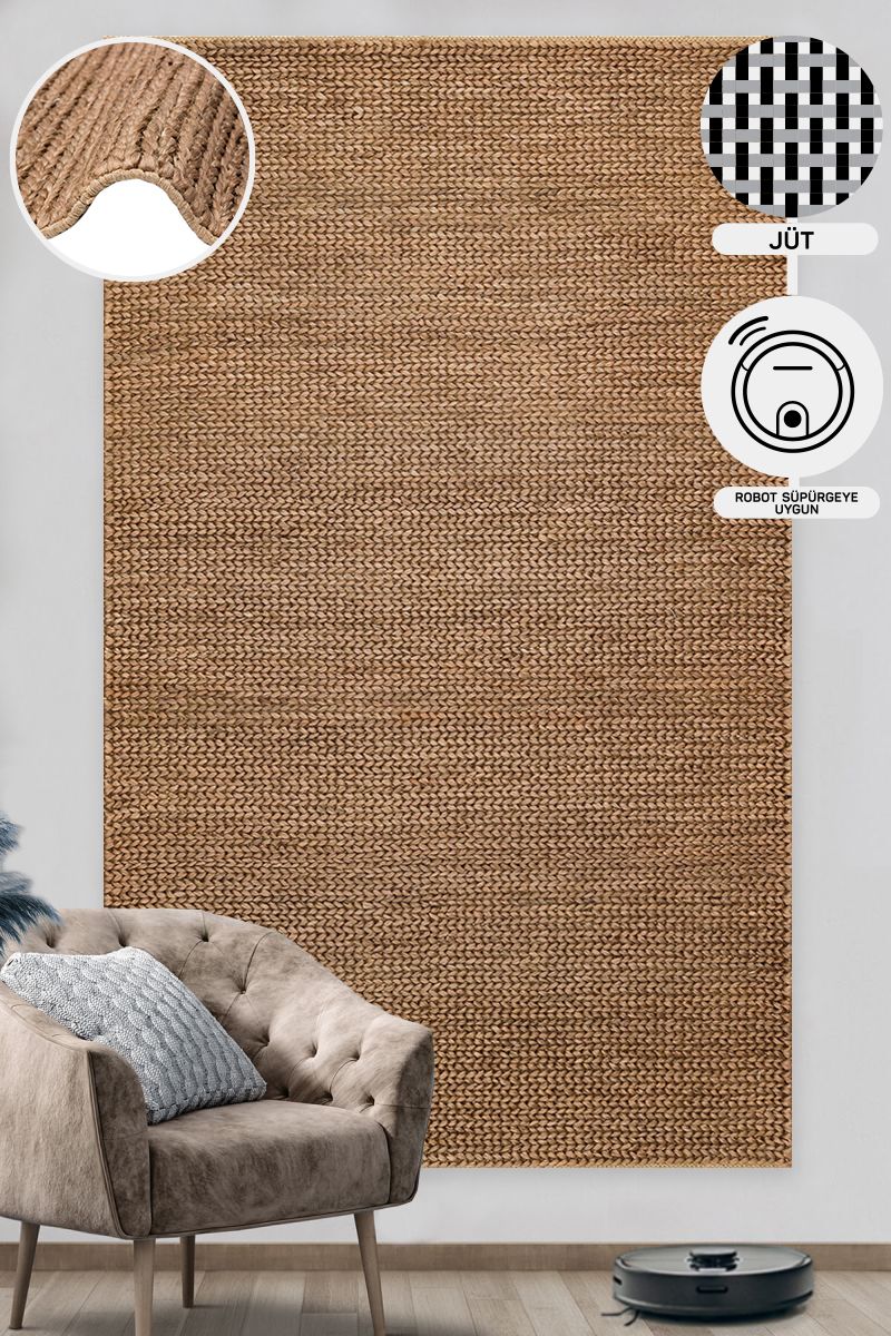 Durable Knitted Real Natural Natural Handmade Jute Wicker Carpet Made from Hand-Woven Jute Fibers