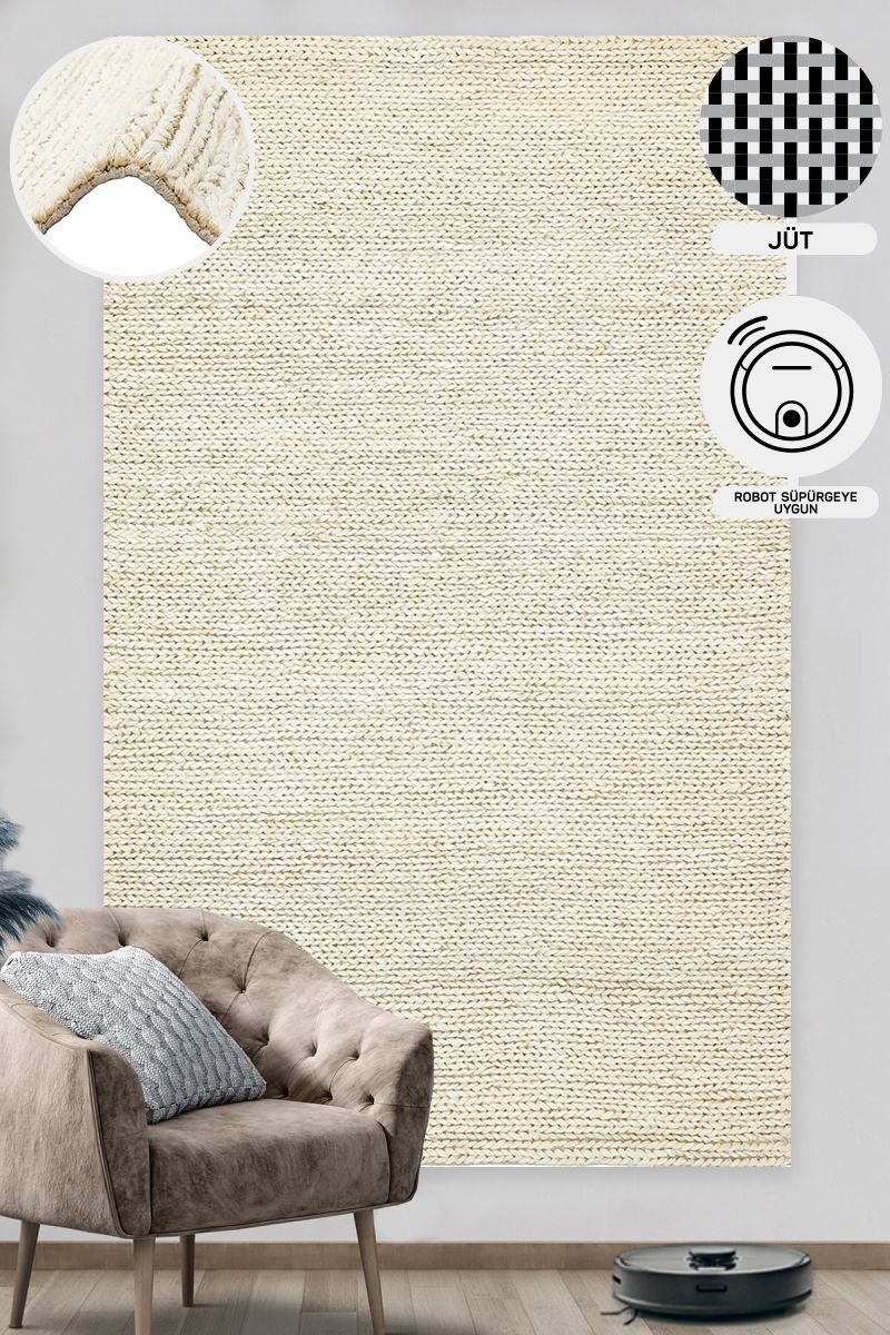 Durable Knitted Real Natural Natural Handmade Jute Wicker Carpet Made from Hand-Woven Jute Fibers