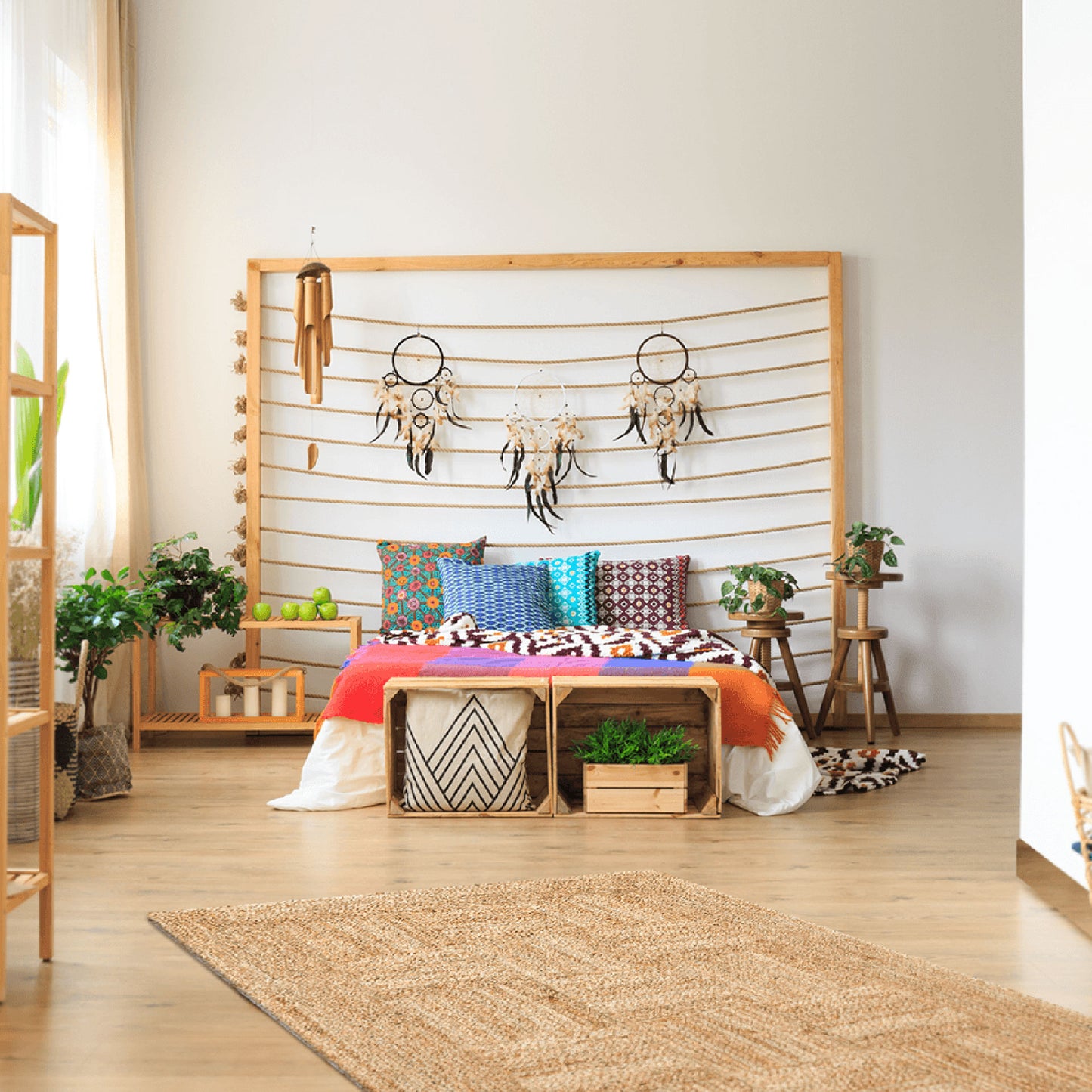 Durable Knitted Real Natural Natural Handmade Jute Wicker Carpet Made from Hand-Woven Jute Fibers