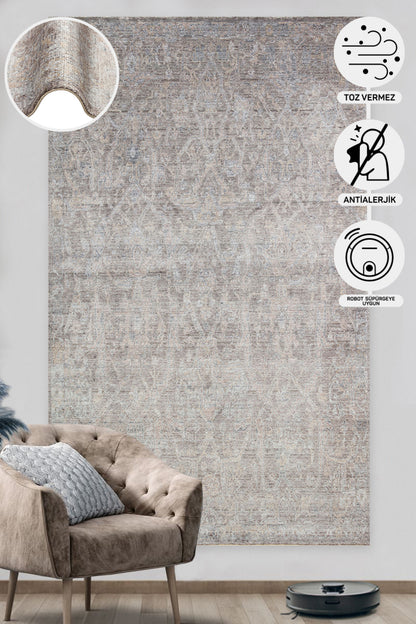 Uşak Carpet Special Anthracite Bronze Living Room Carpet Produced by Hand on Special Looms