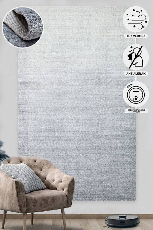 Uşak Carpet Special Gray Living Room Carpet Produced by Hand on Special Looms