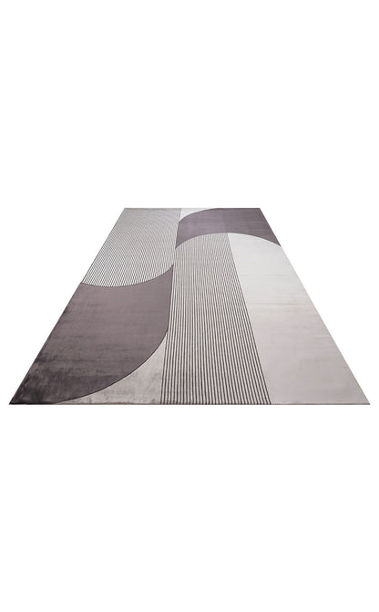 Geometric Patterned Asymmetrical Ultra Modern High Quality Closely Woven Special Design Mink Living Room Carpet