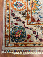 Sultani Açık Yeşil Geleneksel El Dokuma Halı Anadolu Desenli Vintage Dekoratif Yün Salon Halısı - Lacivert