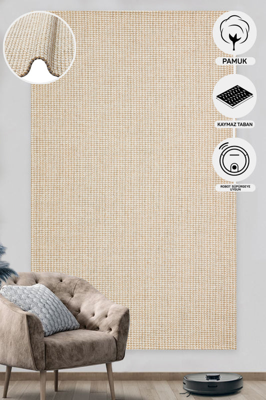 Wicker Jute Look Soft Textured Non-Slip Modern Woven Cream Rug Living Room Kitchen Bedroom Carpet