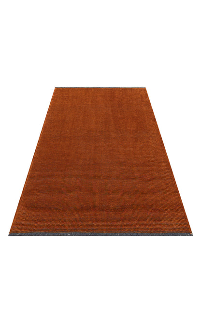 Practical Soft Textured Plain Orange Color Lint Anti-Dust Non-Slip Washable Rug Kitchen Living Room