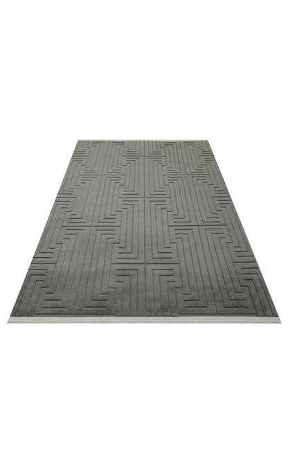 Simple Patterned Soft Textured Fluffy Modern Antiallergic Anthracite Machine Made Carpet for Living Room Kitchen Hallway