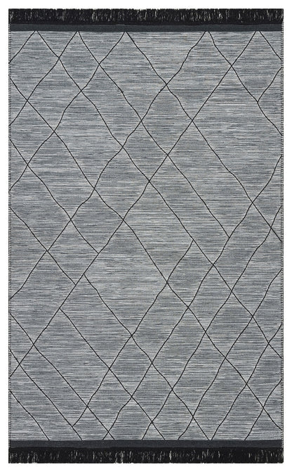 Modern Patterned Woven Washable Double Sided Cotton Gray Rug