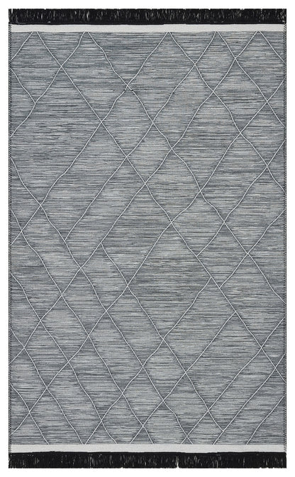 Modern Patterned Woven Washable Double Sided Cotton Gray Rug