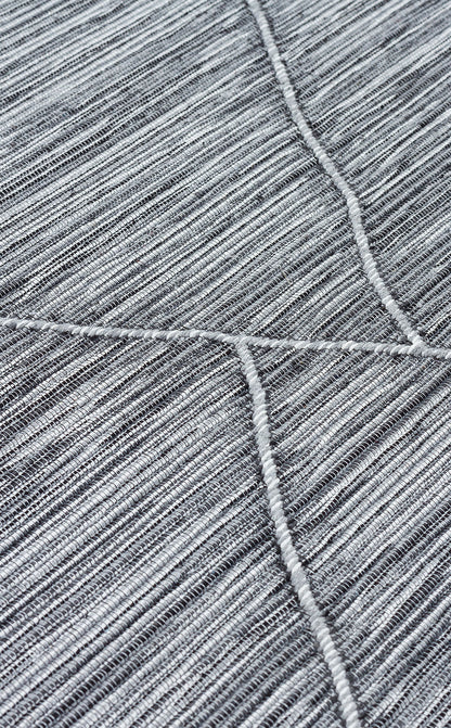 Modern Patterned Woven Washable Double Sided Cotton Gray Rug