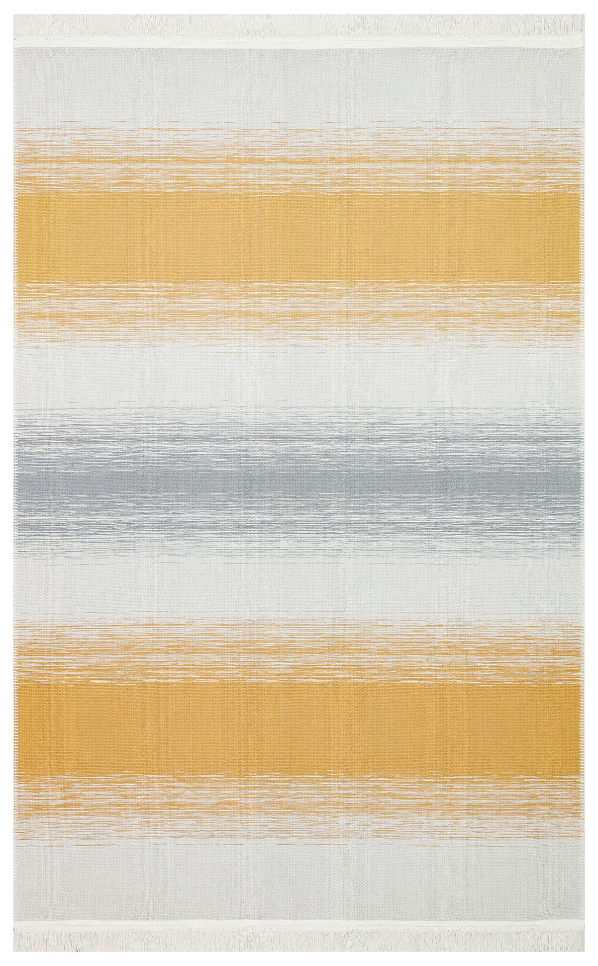 Modern Patterned Woven Washable Double Sided Cotton Gray Yellow Rug