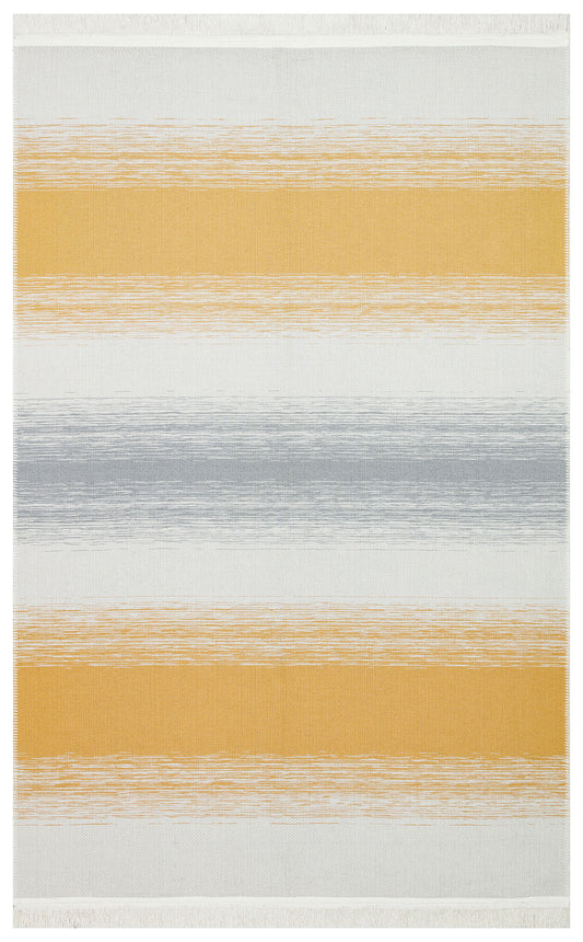 Modern Patterned Woven Washable Double Sided Cotton Gray Yellow Rug