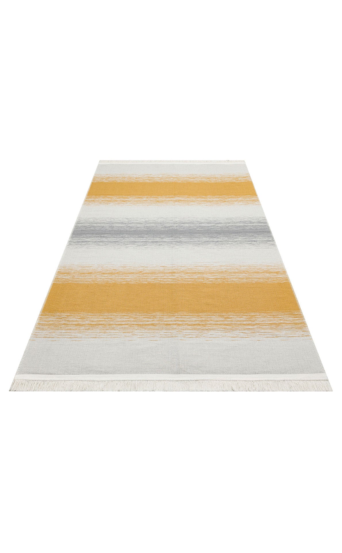 Modern Patterned Woven Washable Double Sided Cotton Gray Yellow Rug