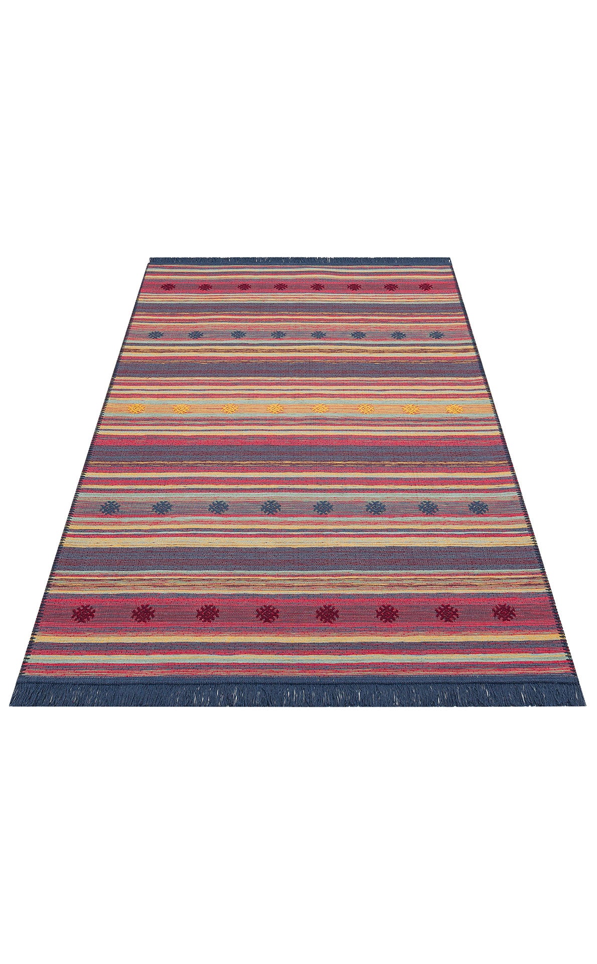 Modern Patterned Woven Washable Double Sided Cotton Colored Rug