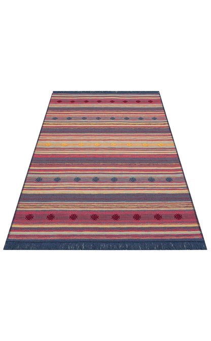 Modern Patterned Woven Washable Double Sided Cotton Colored Rug