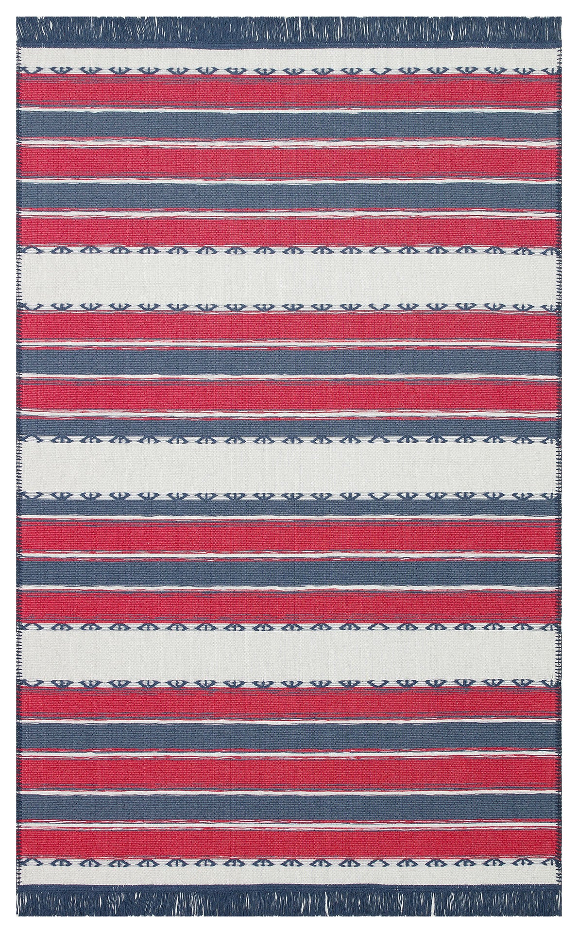 Modern Patterned Woven Washable Double Sided Cotton Red Color Rug