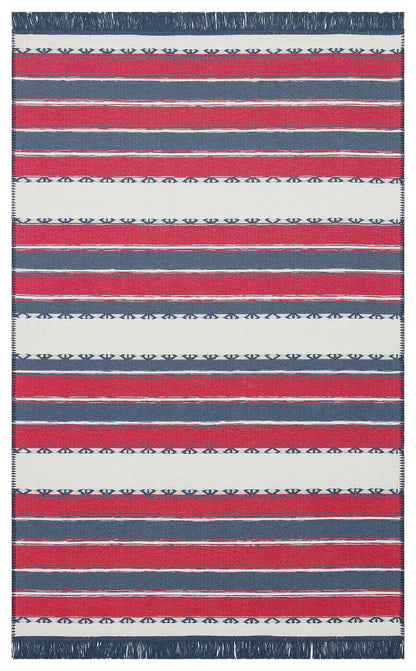 Modern Patterned Woven Washable Double Sided Cotton Red Color Rug