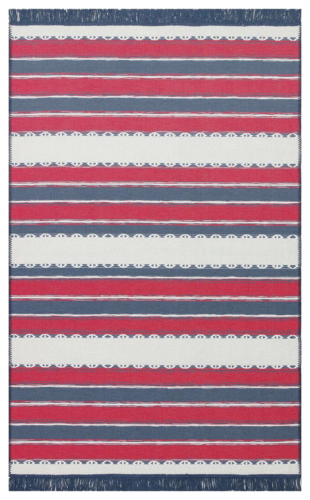 Modern Patterned Woven Washable Double Sided Cotton Red Color Rug