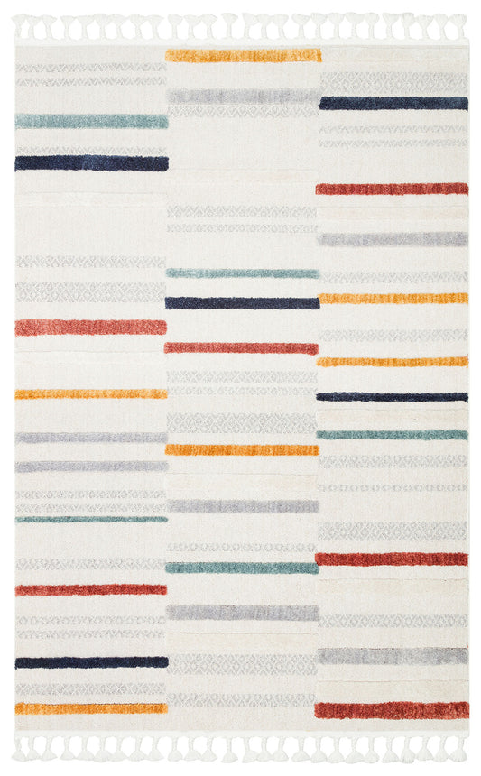 Antiallergic Modern Scandinavian Carpet with Colorful Soft Textured Ethnic Knitted Patterns