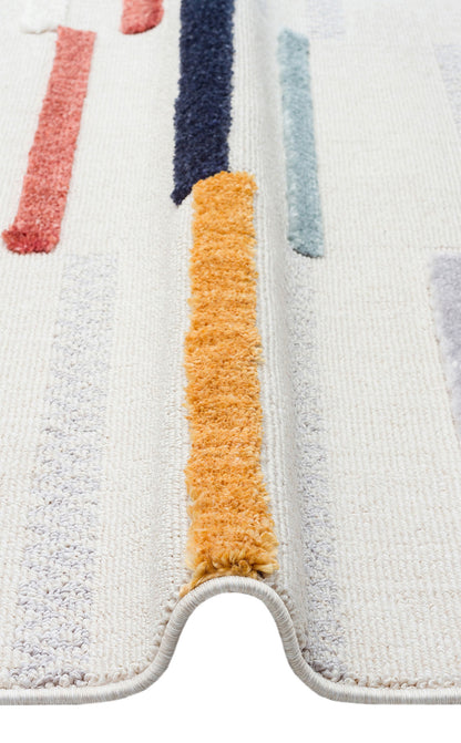 Antiallergic Modern Scandinavian Carpet with Colorful Soft Textured Ethnic Knitted Patterns