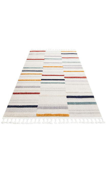 Antiallergic Modern Scandinavian Carpet with Colorful Soft Textured Ethnic Knitted Patterns