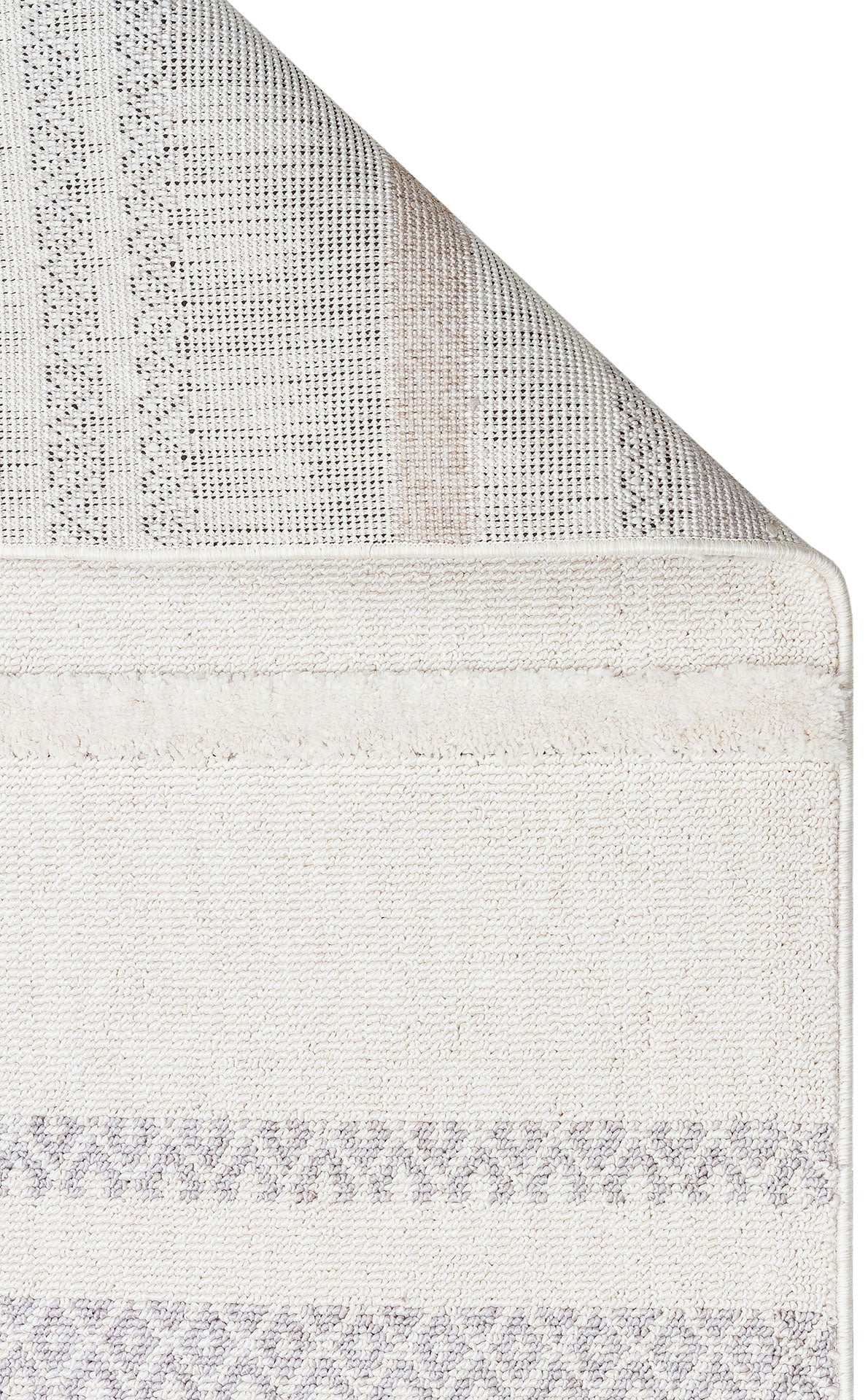 White Gray Soft Textured Antiallergic Modern Scandinavian Carpet with Ethnic Knitted Patterns