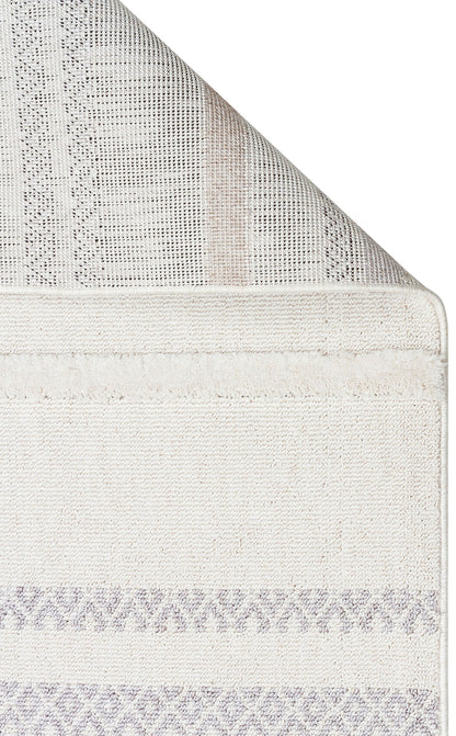 White Gray Soft Textured Antiallergic Modern Scandinavian Carpet with Ethnic Knitted Patterns