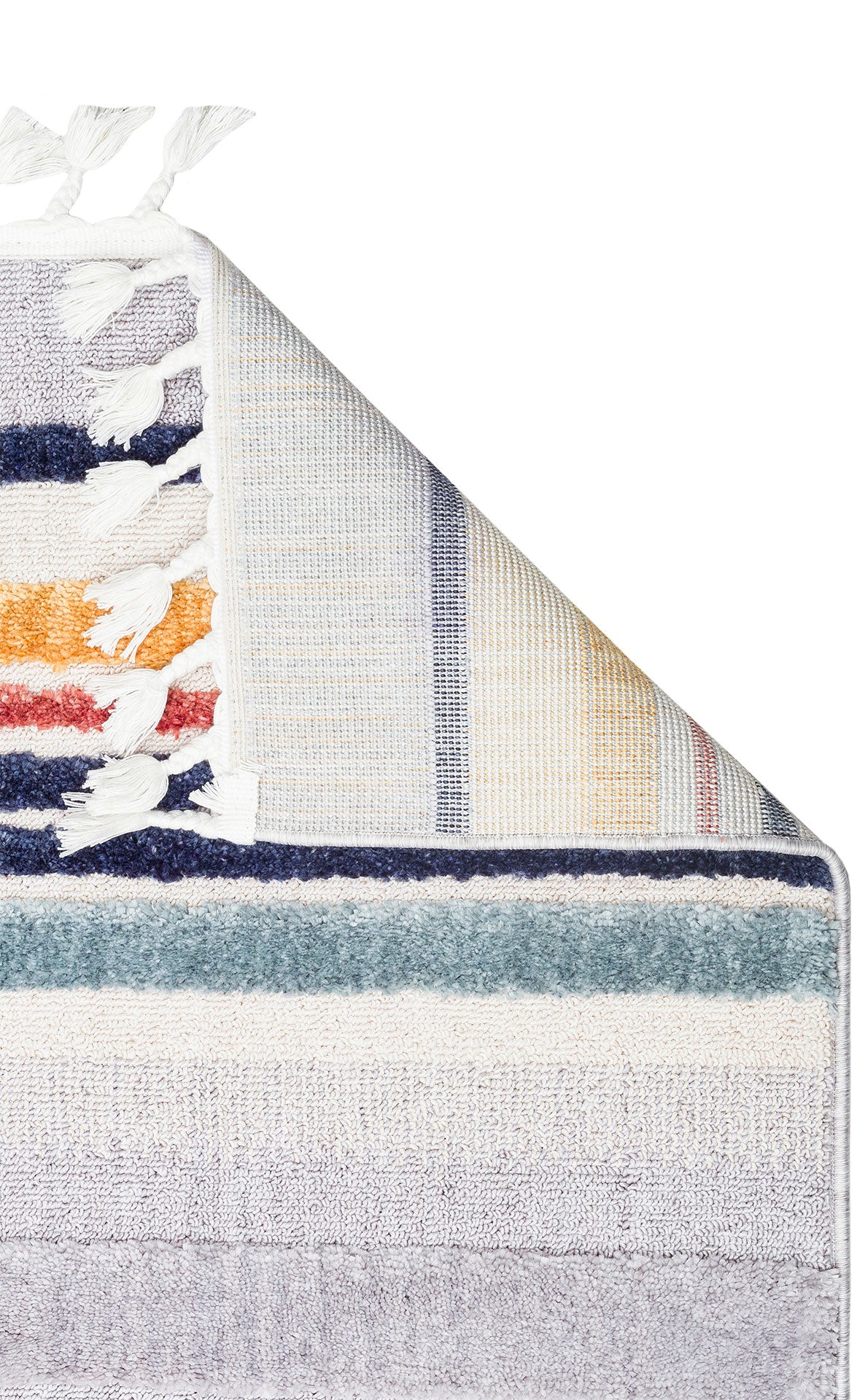 Antiallergic Modern Scandinavian Carpet with Colorful Soft Textured Ethnic Knitted Patterns